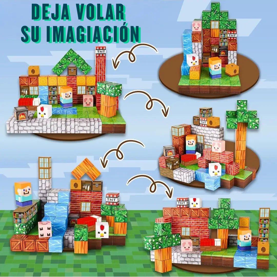 Set de Bloques Magnéticos Prémium tipo Minecraft