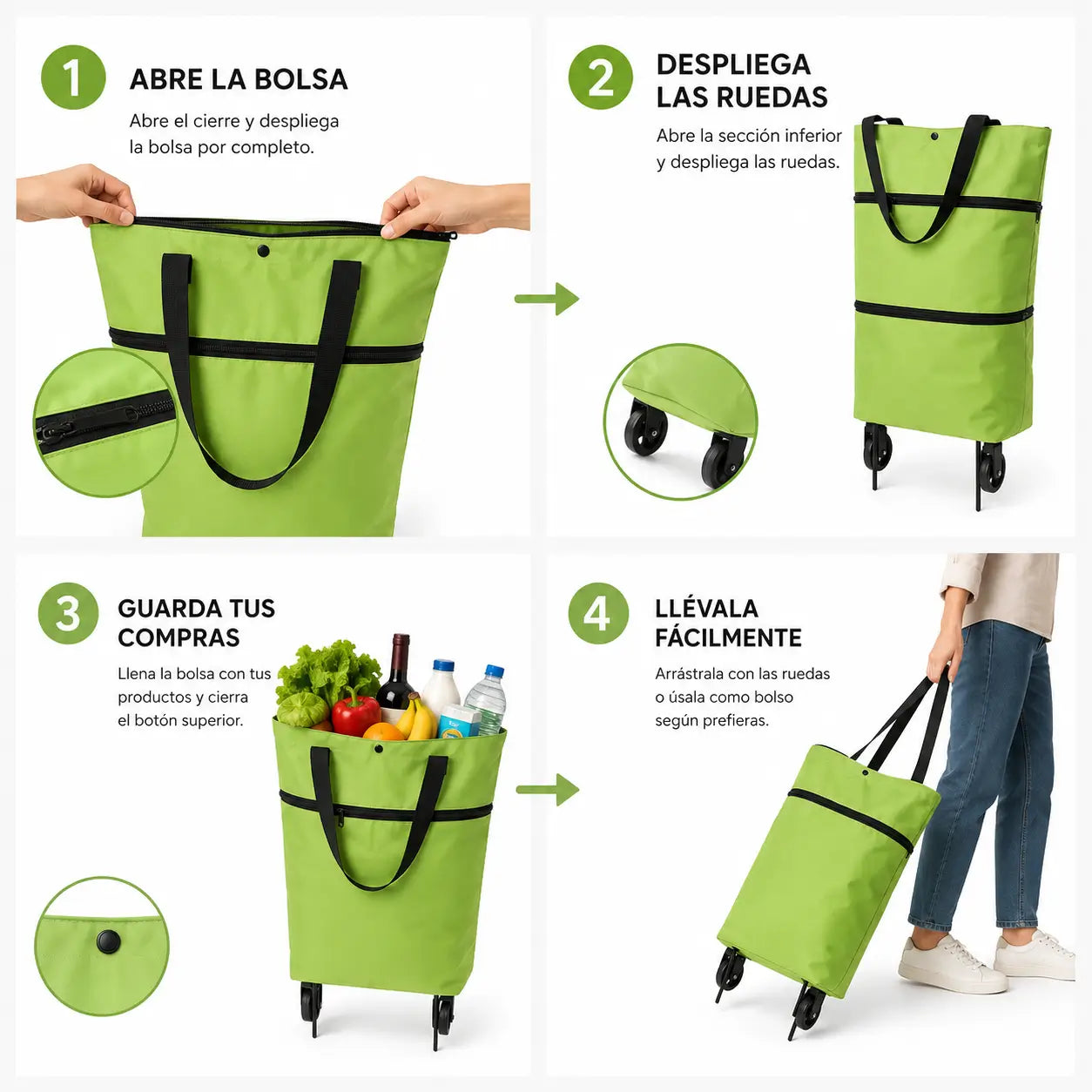 UrbanBag - Bolso Plegable Con Ruedas 2 En 1