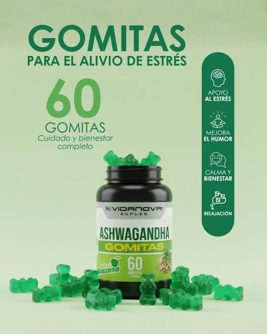 60 GOMITAS ASHWAGANDHA 1000mg