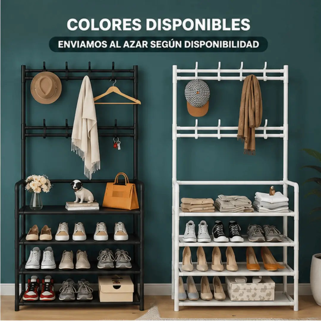 EntryRack Pro - Zapatero y perchero 4 niveles, todo en uno