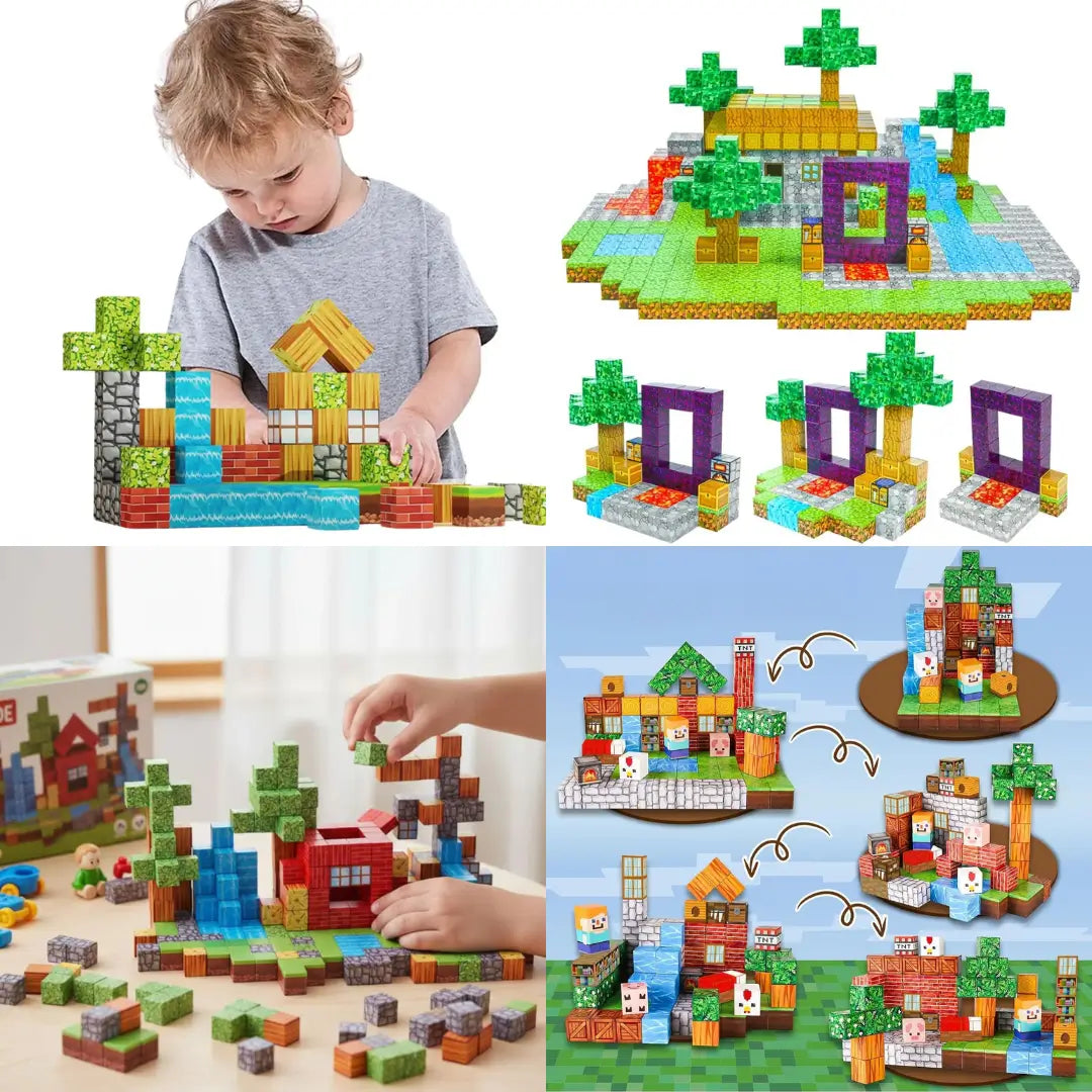 Set de Bloques Magnéticos Prémium tipo Minecraft