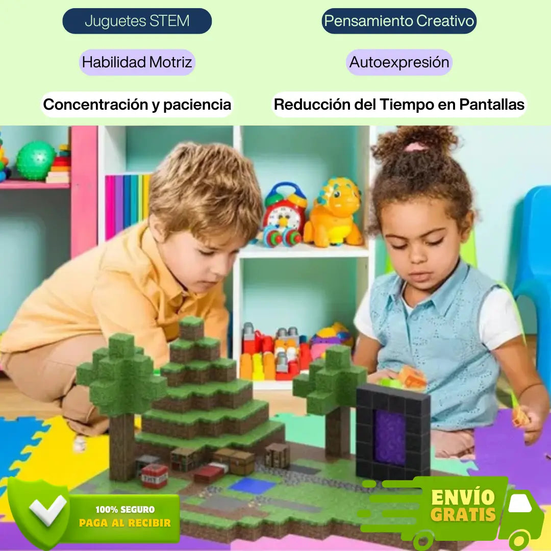 Set de Bloques Magnéticos Prémium tipo Minecraft
