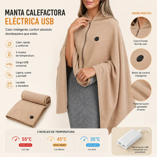 WarmBlanket Pro™ - Manta Calefactora Eléctrica Carga USB