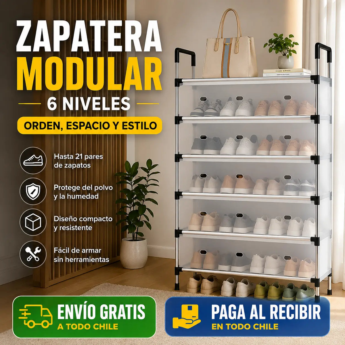 ClosetRack Zapatero Pro 6 Niveles - Ordena hasta 21 pares