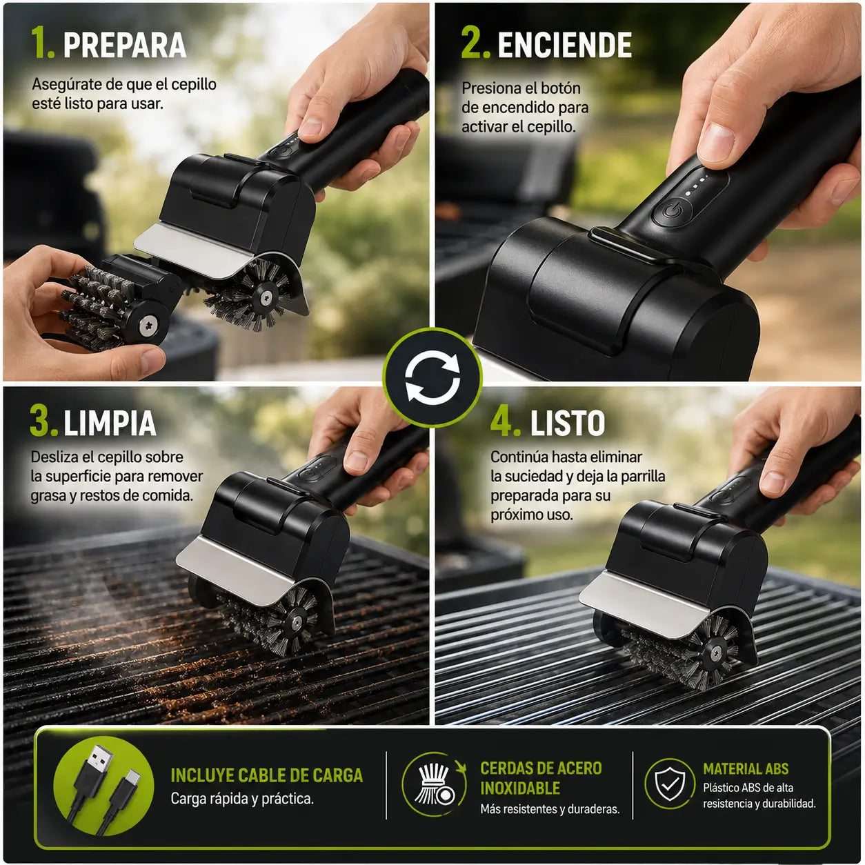 CleanGrill - Limpia y deja tu parrilla lista para usar + 12 pares guantes parrilleros