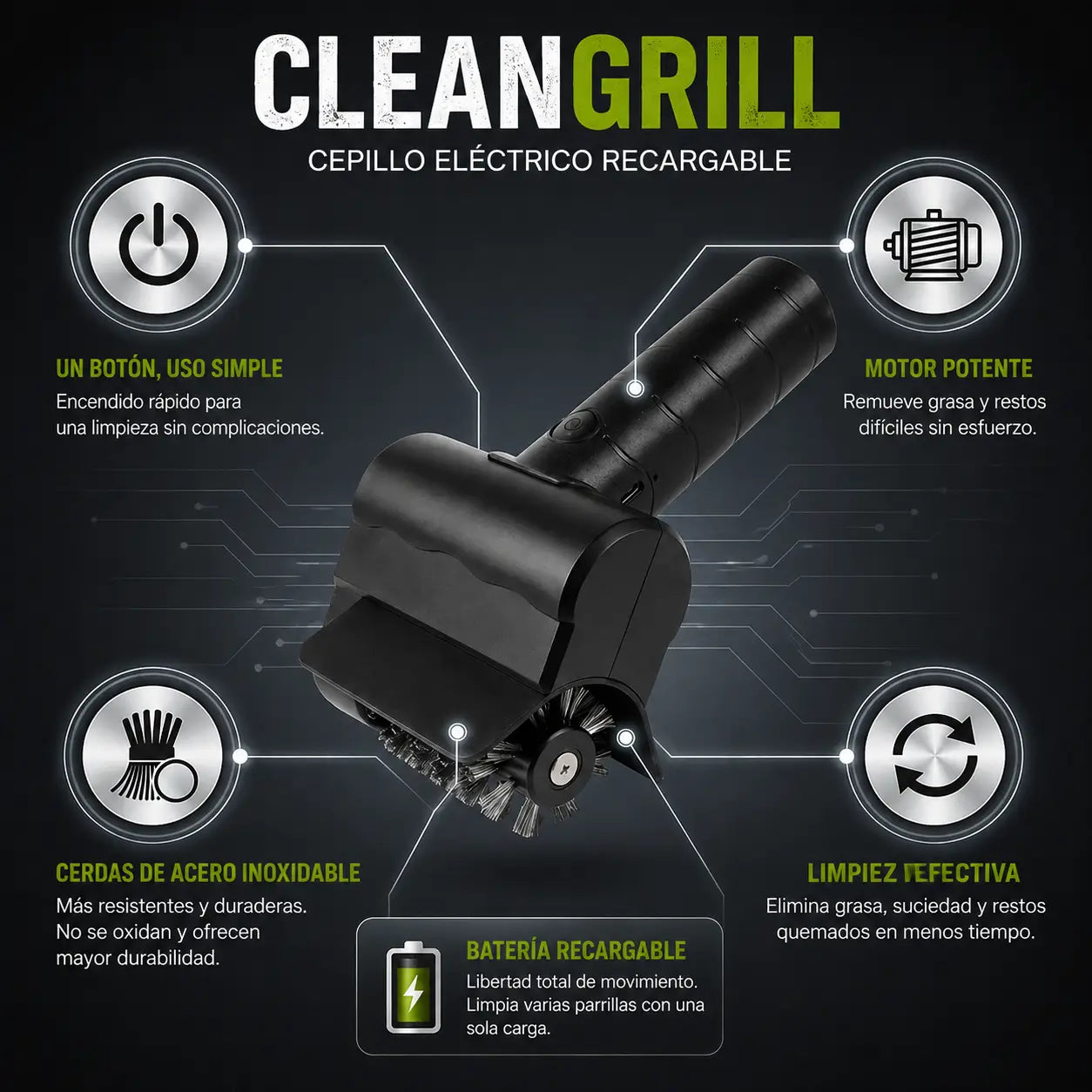 CleanGrill - Limpia y deja tu parrilla lista para usar + 12 pares guantes parrilleros