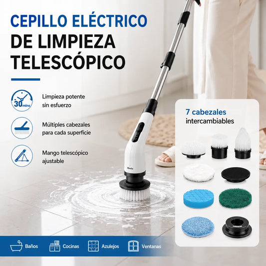 CleanMax Pro - Cepillo eléctrico de limpieza mango extensible