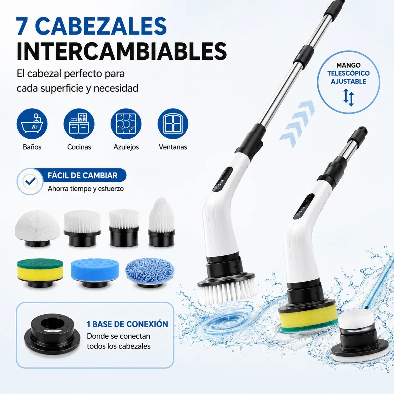 CleanMax Pro - Cepillo eléctrico de limpieza mango extensible