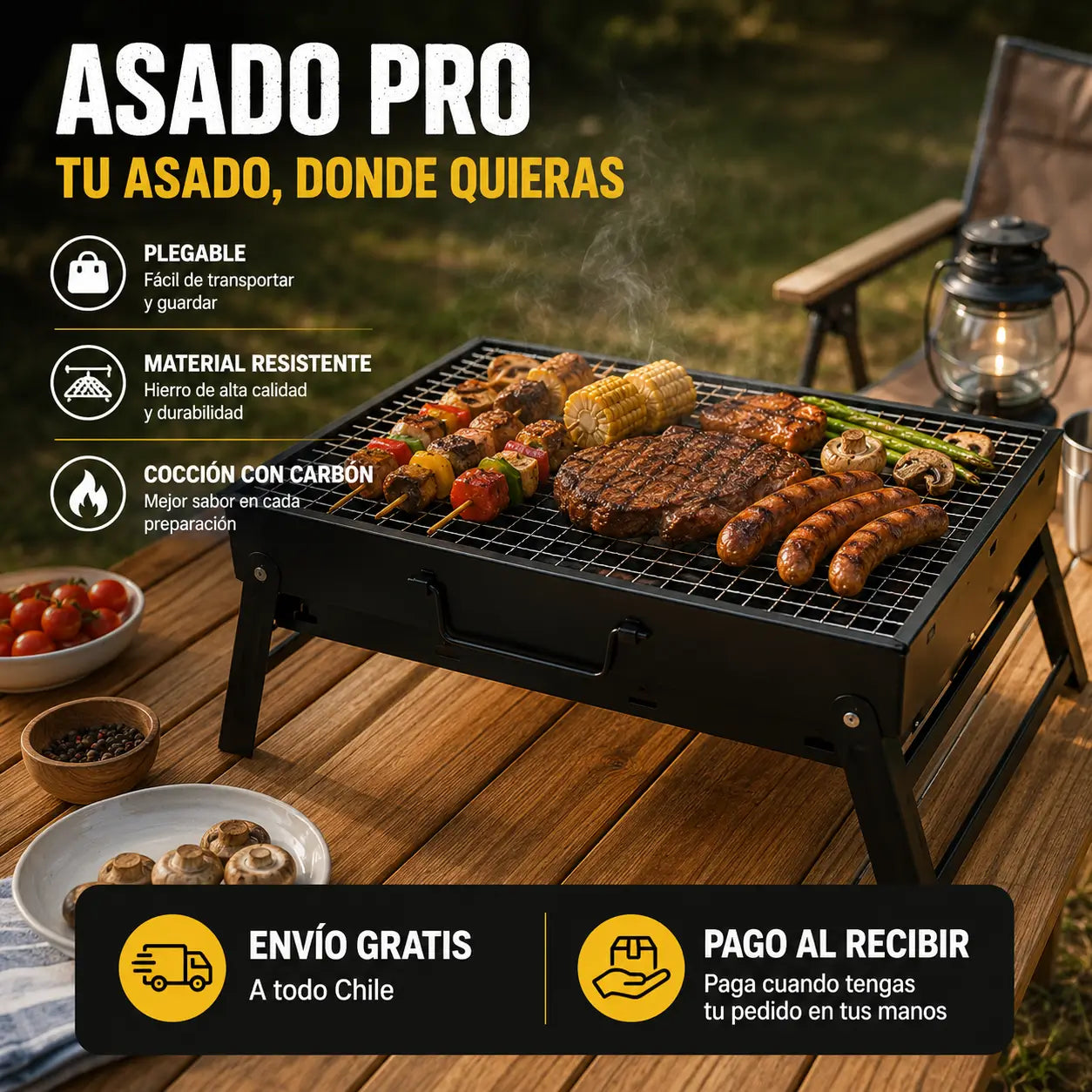 Asado Pro - Parrilla portátil a carbón