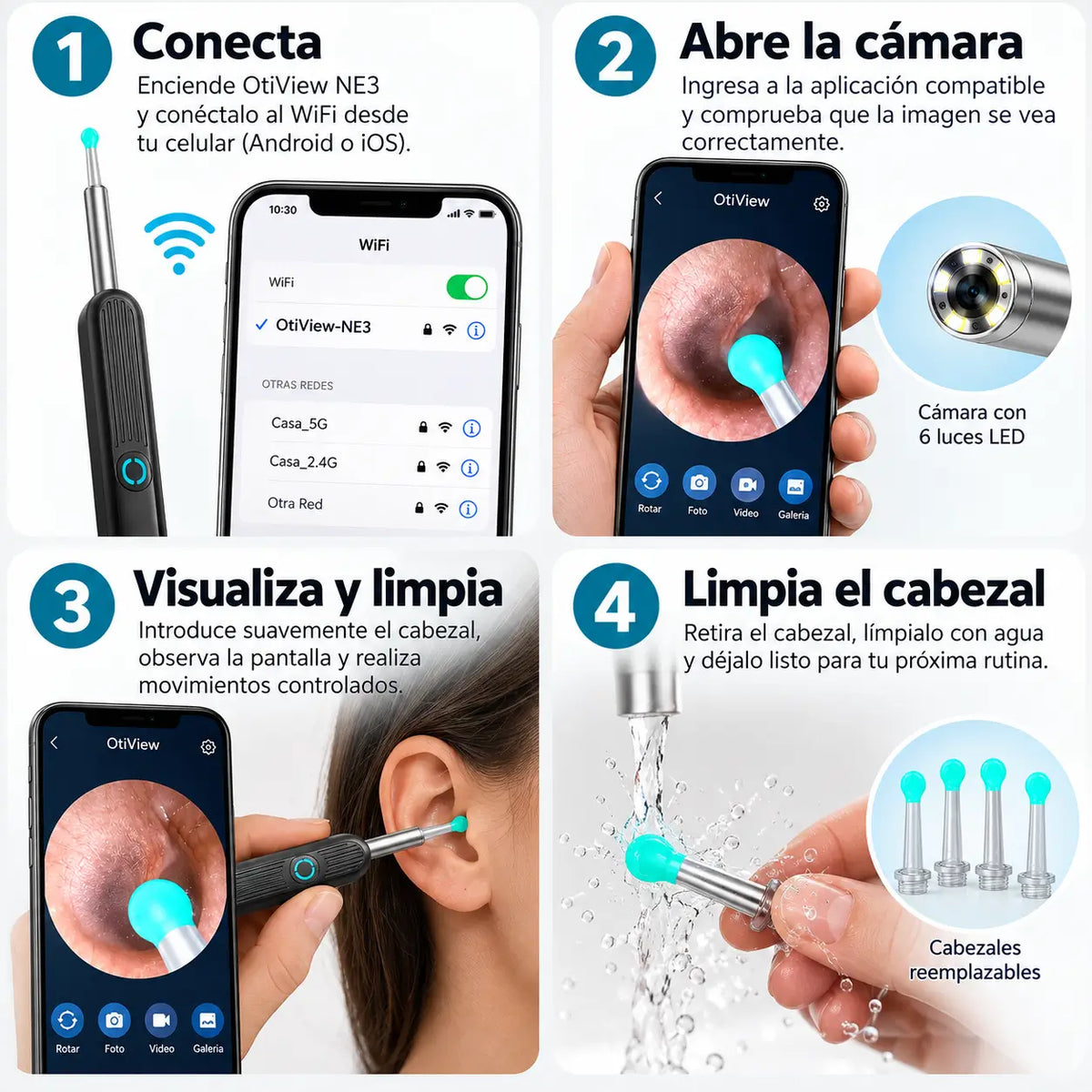 OtiCam NE3 - Limpieza de oídos con cámara