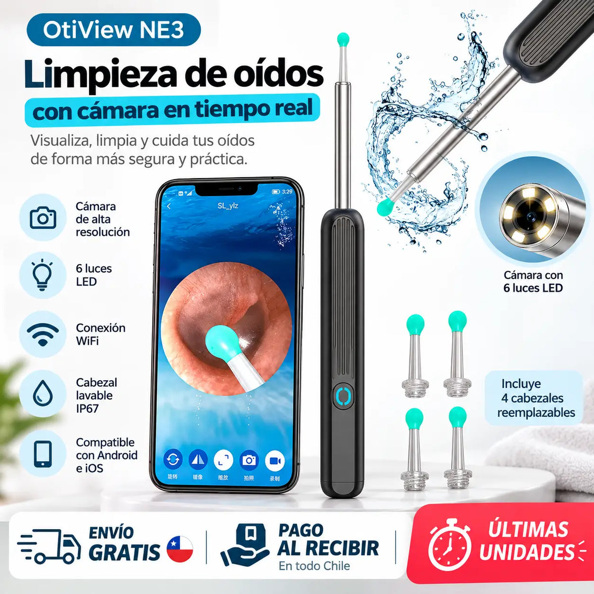 OtiCam NE3 - Limpieza de oídos con cámara