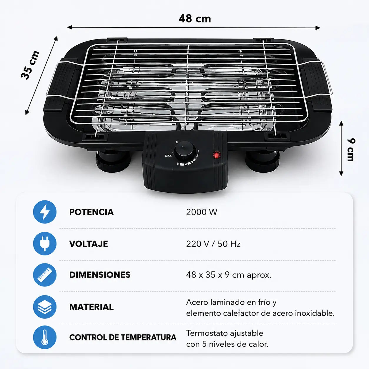 EasyGrill - Parrilla eléctrica práctica para casa y exterior
