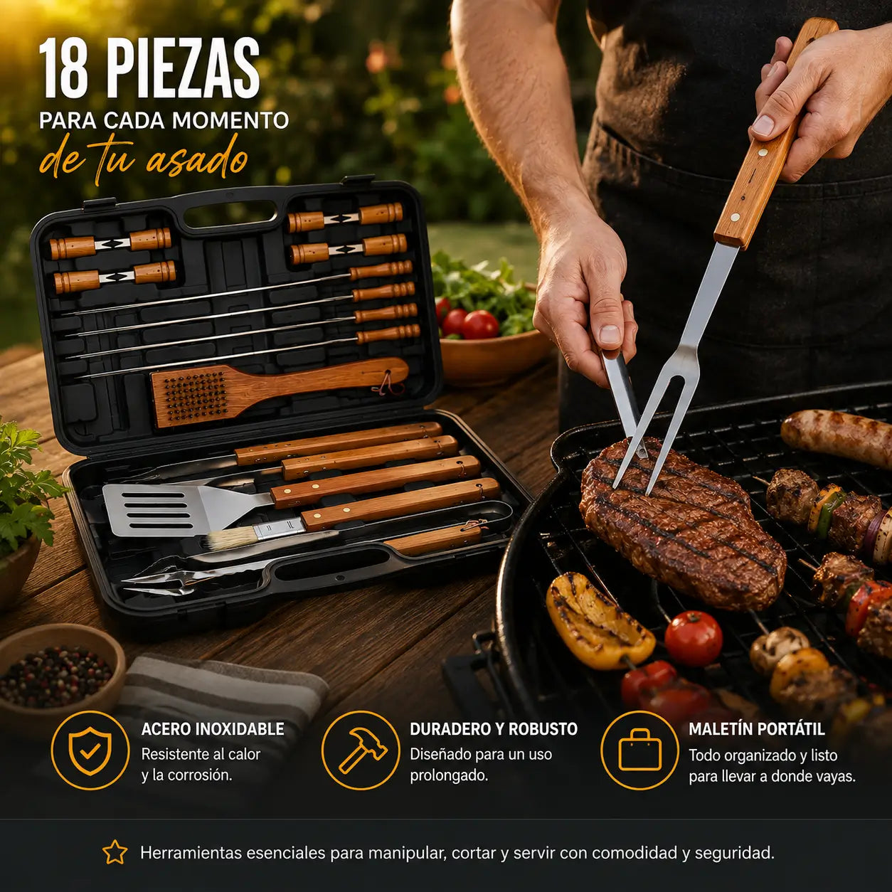 Maleta Parrillera 18 Piezas - Todo para tu asado