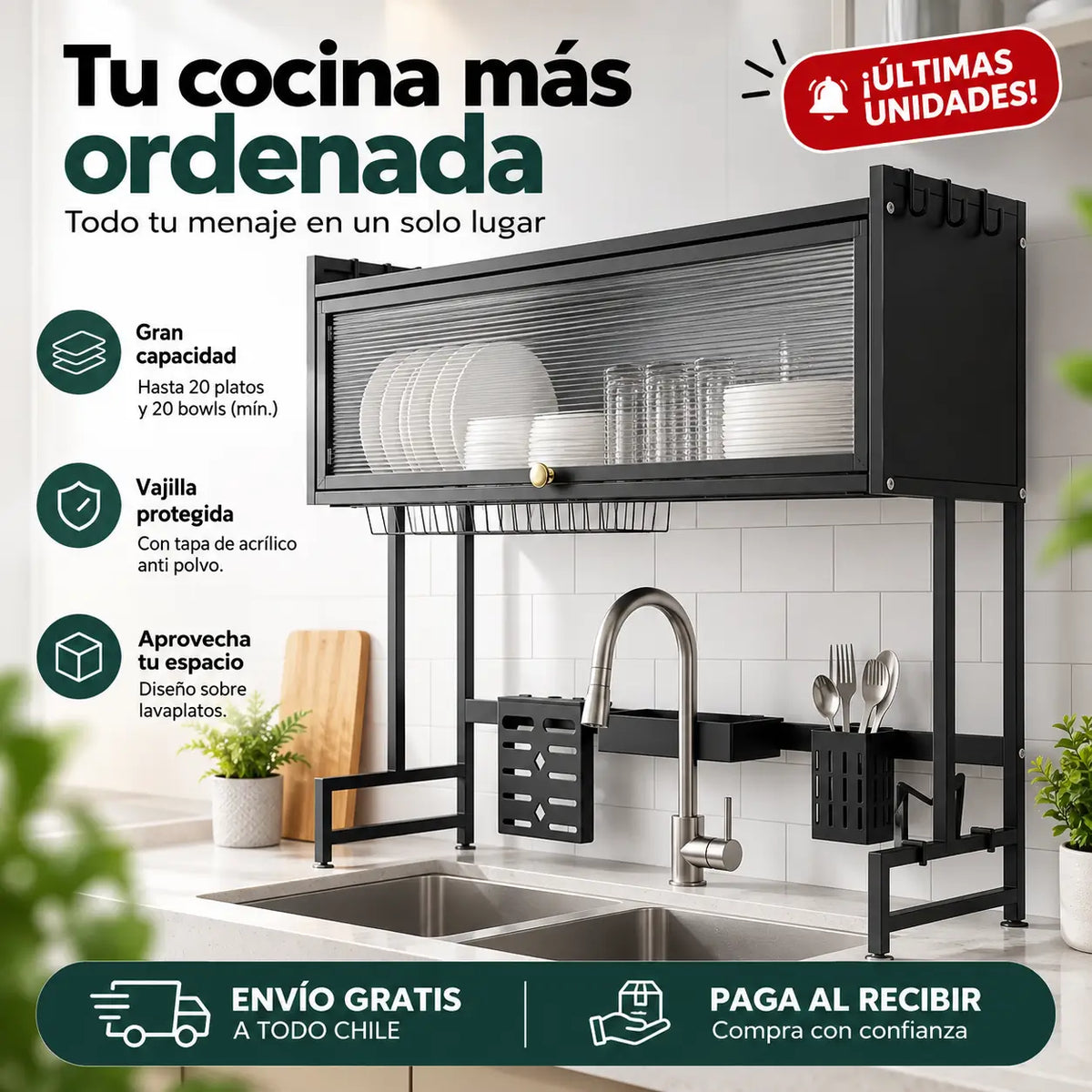 VajillaPro con Tapa 2 Niveles - Protege y organiza tu vajilla