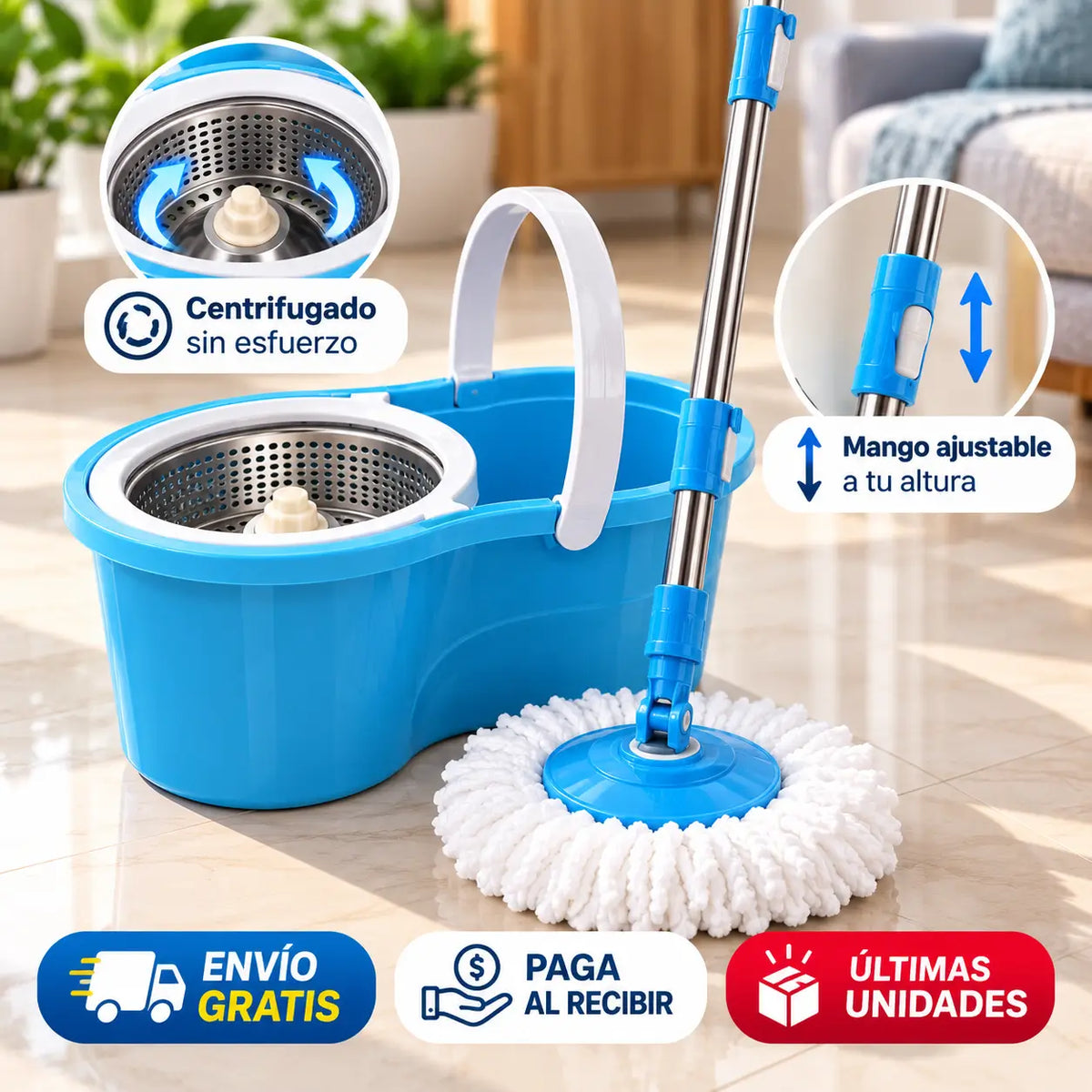 Mop360 Pro Tambor Metálico - Limpia sin complicaciones