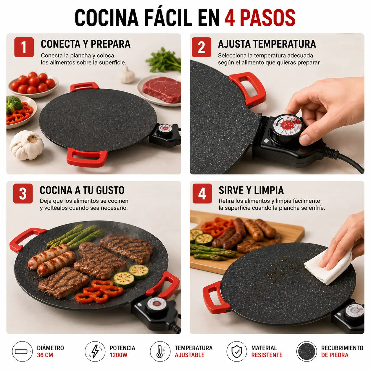 PlanchaPro - Plancha eléctrica sartén antiadherente estilo coreano