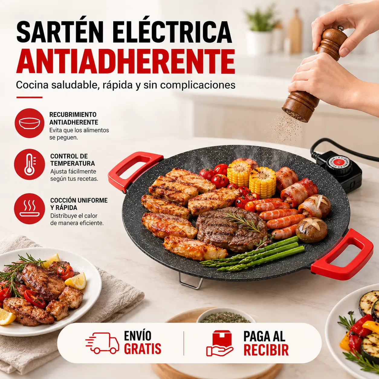 PlanchaPro - Plancha eléctrica sartén antiadherente estilo coreano