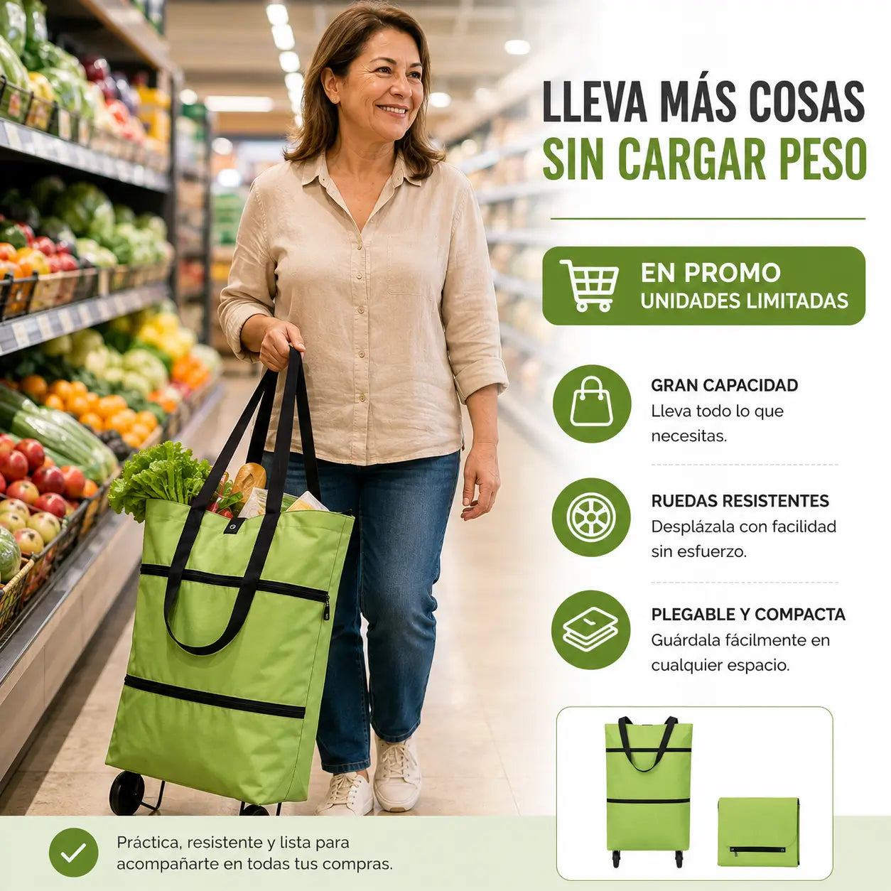 UrbanBag - Bolso Plegable Con Ruedas 2 En 1