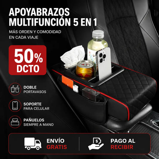 Apoyabrazos y Portavasos Doble - Comodidad y Orden en tu Auto