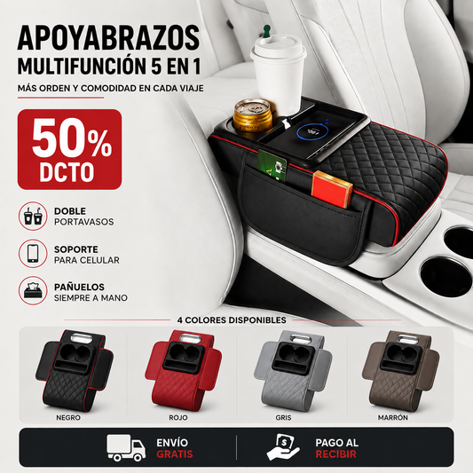Apoyabrazos y Portavasos Doble - Comodidad y Orden en tu Auto