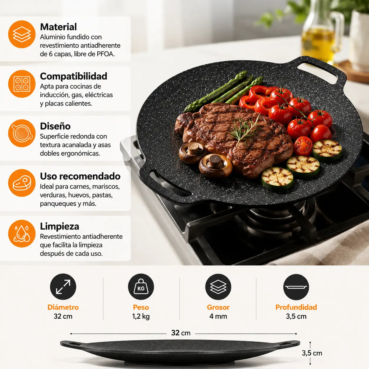 KoreaGrill - Cocina todo en una sola sartén