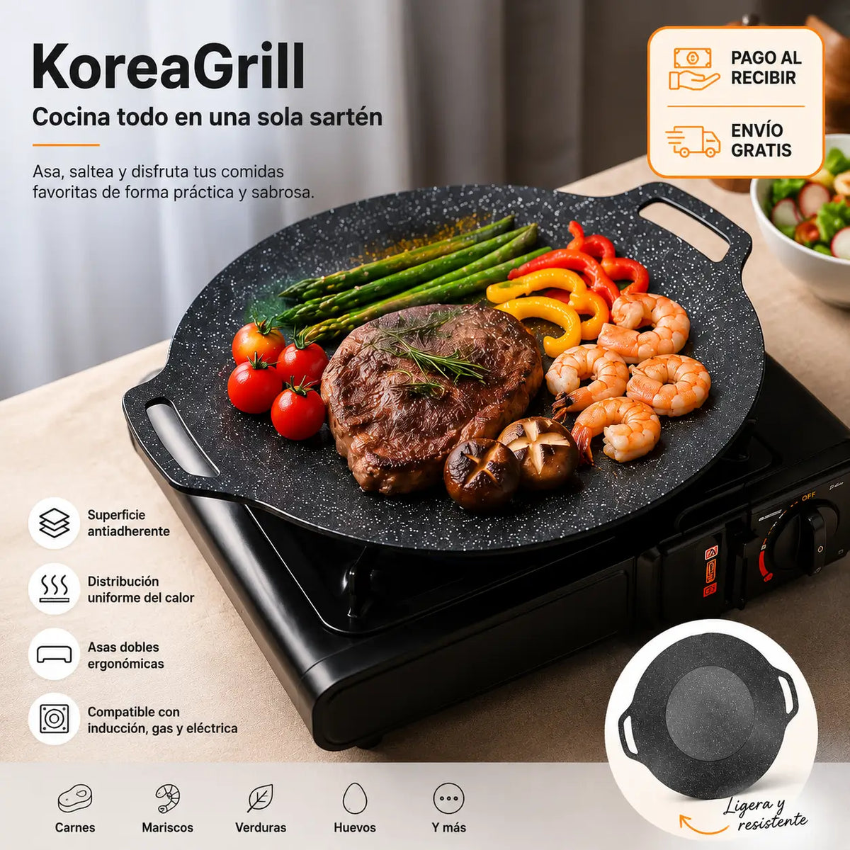 KoreaGrill - Cocina todo en una sola sartén
