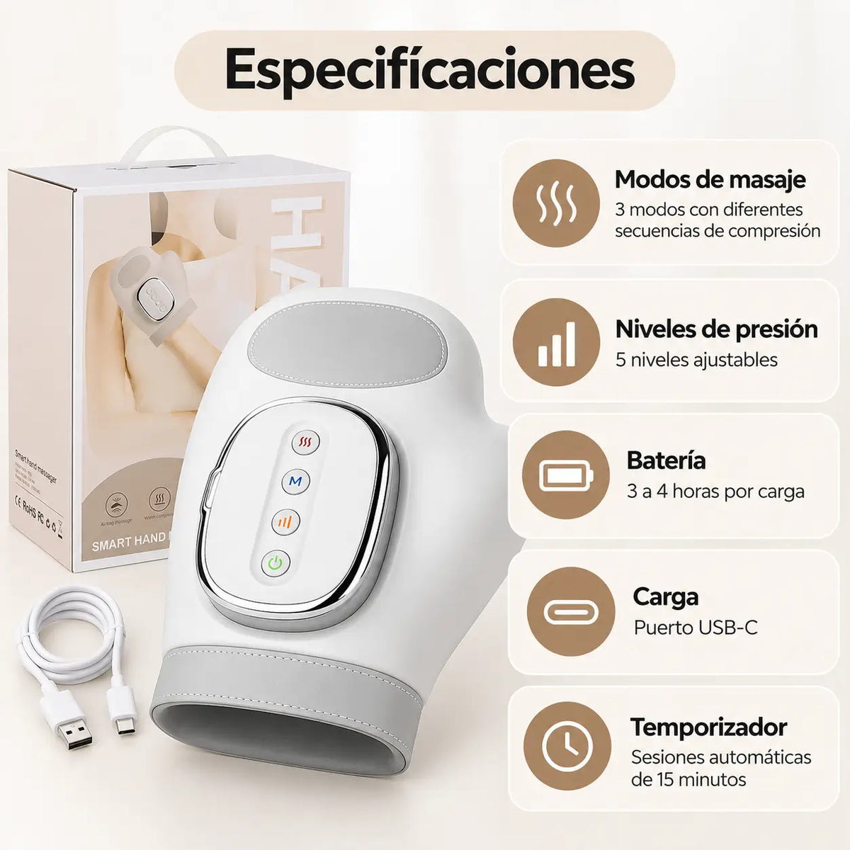 HandRelax Pro - Masajeador Artritis Inalámbrico para Manos