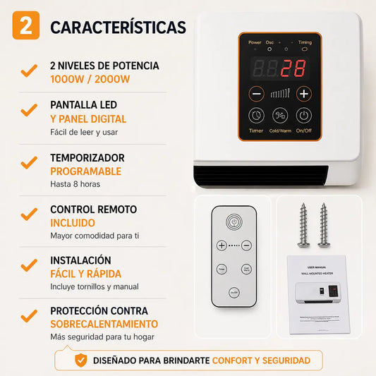 Calefactor electrico de pared HeatNow