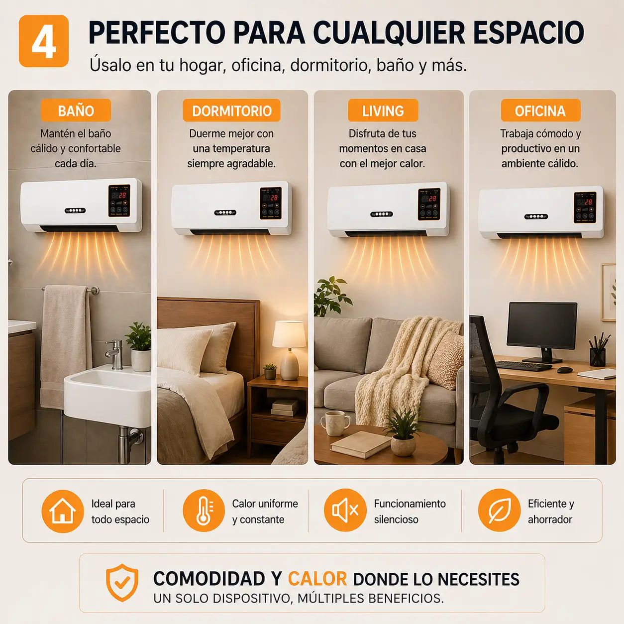Calefactor electrico de pared HeatNow