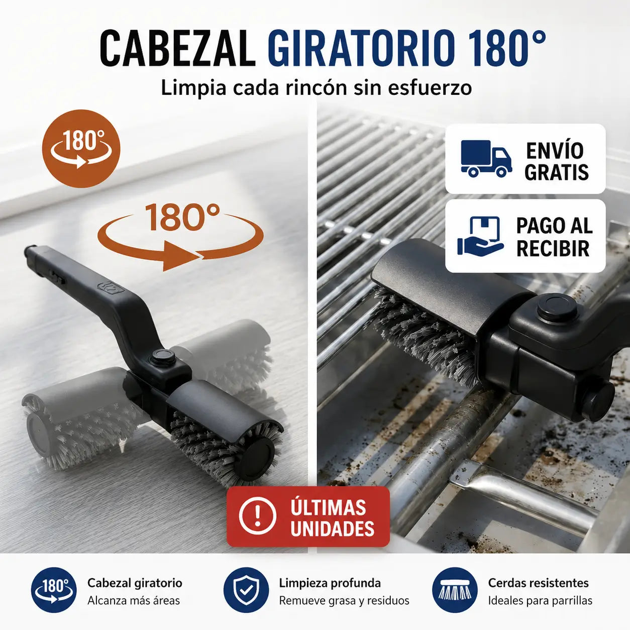 Cepillo Parrillero - Limpieza potente en menos tiempo + 2 Regalos!