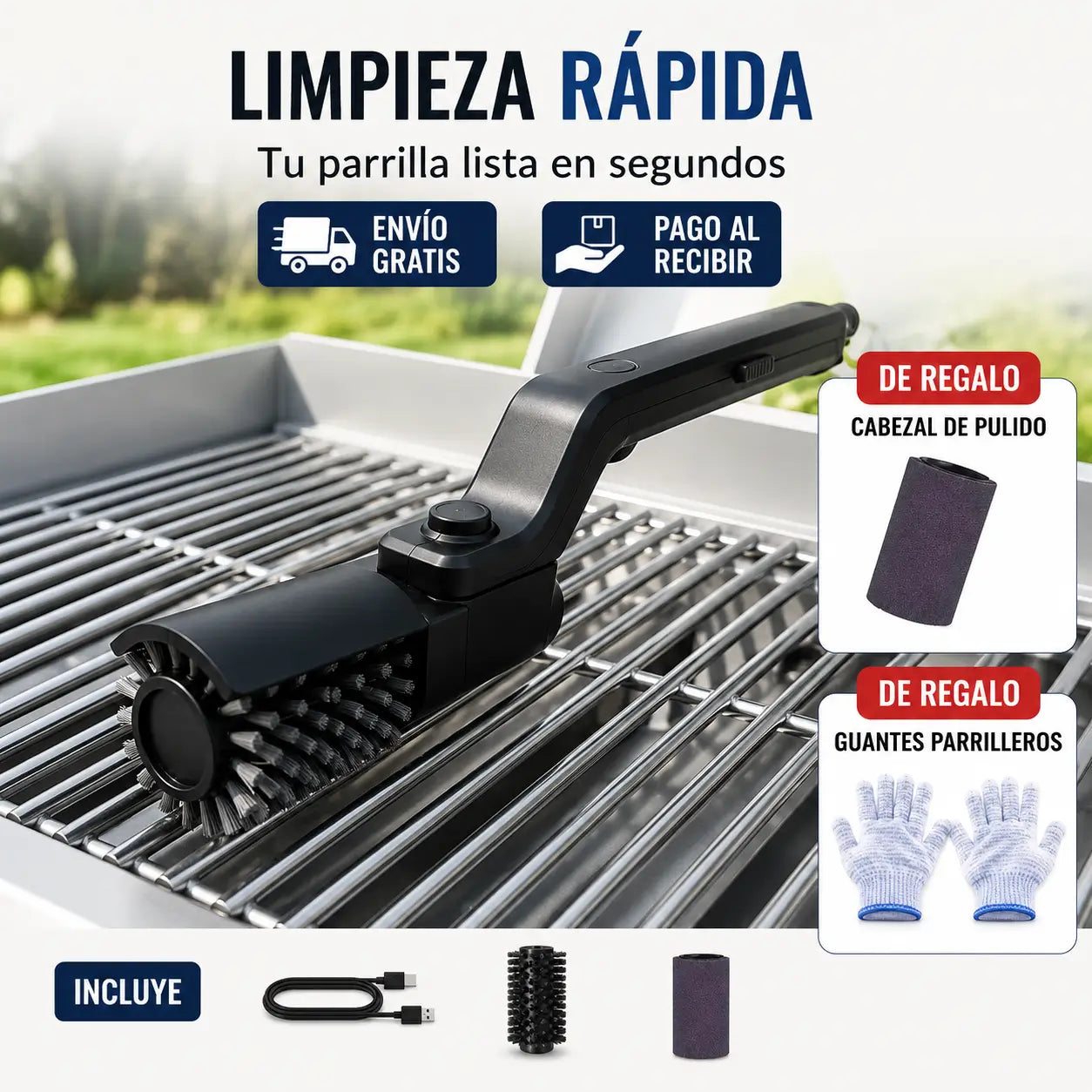 Cepillo Parrillero - Limpieza potente en menos tiempo + 2 Regalos!