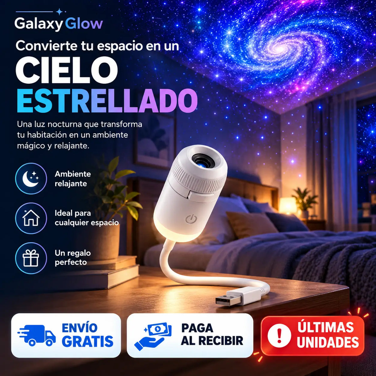 GalaxyGlow 360°- Proyector Lunar 5D