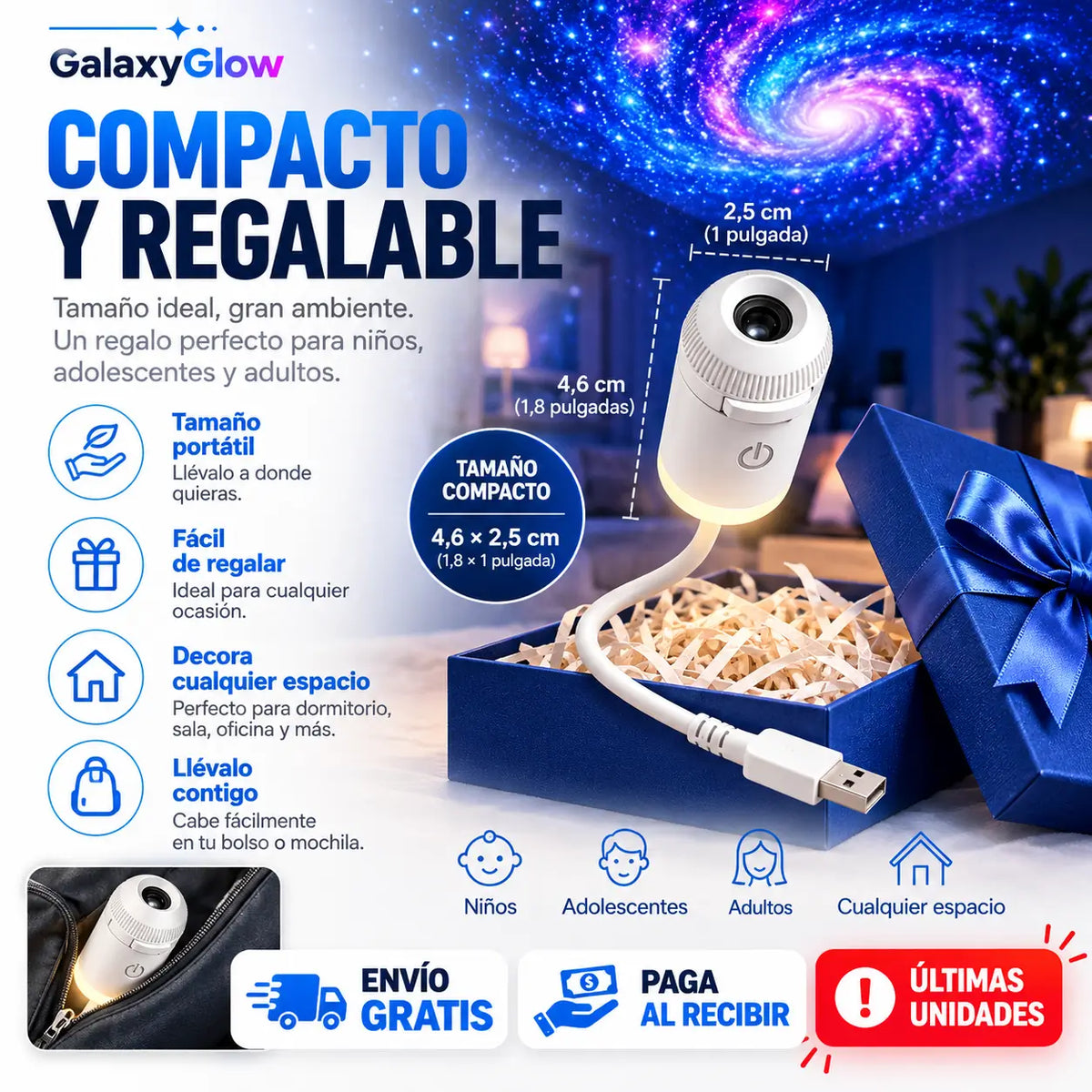 GalaxyGlow 360°- Proyector Lunar 5D
