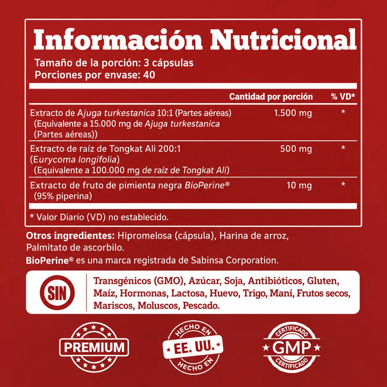 Turkesterone + Tongkat Ali 120 Cápsulas - Potencia cada entrenamiento