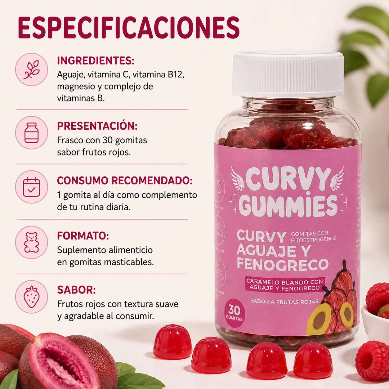 Curvy Gummies Aguaje - Vitaminas en una gomita al día