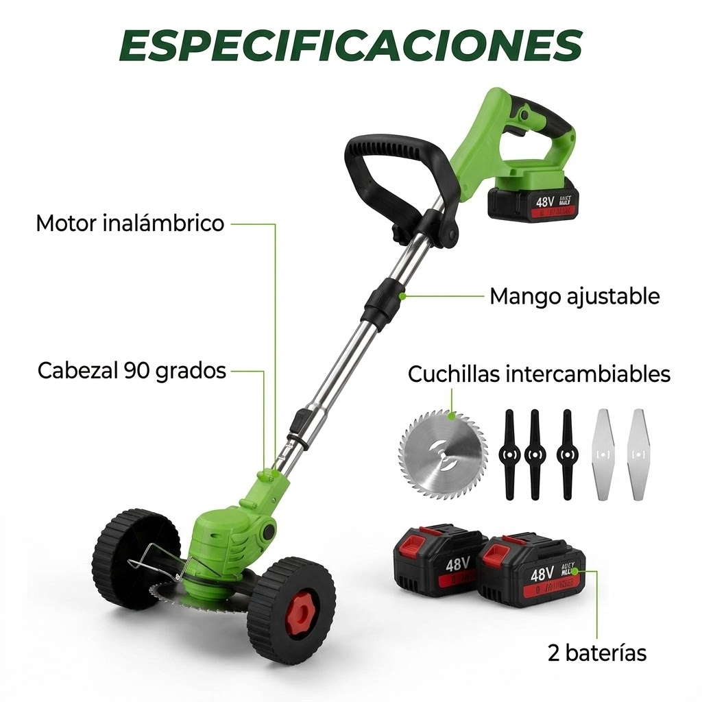 PowerGrass - Cortadora de pasto inalámbrica con rueda